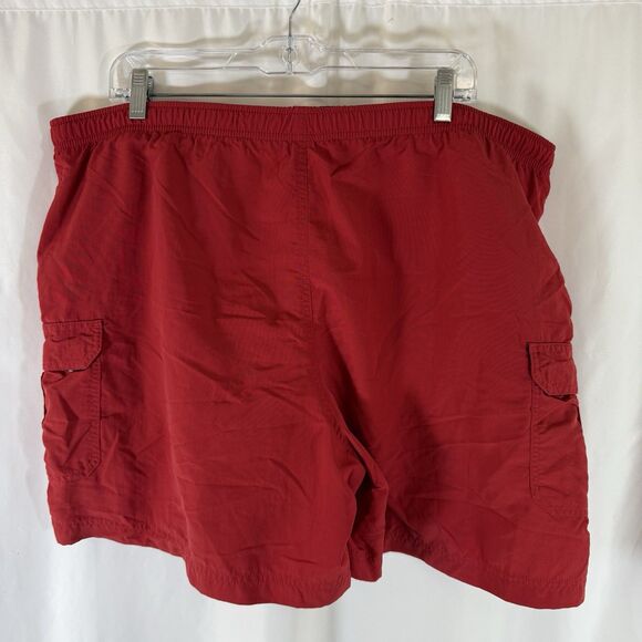 LL Bean Swim Trunks Men 42 Red Pull On Drawstring Cargo Pockets Mesh Lined 6" In - Picture 4 of 8